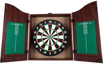 Trademark Gameroom Walnut finish cabinet dartboard set review